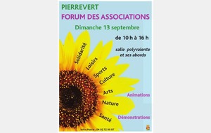 FORUM DES ASSOCIATIONS LE DIMANCHE 13 SEPTEMBRE DE 10H00 A 16H00