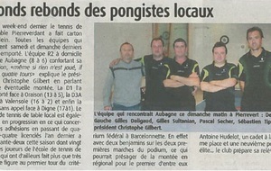 Article HPI: BONS REBONDS DES PONGISTES LOCAUX